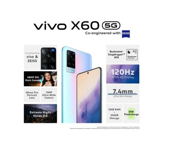 Vivo X60 |12GB+256GB| FREE Wireless Ear pods worth Rs. 2999